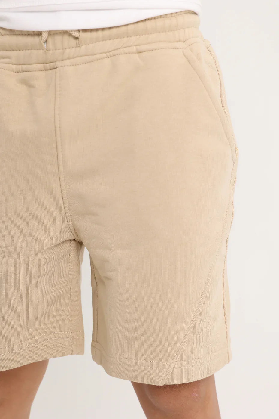 unisex kids cotton shorts – beige - playmore