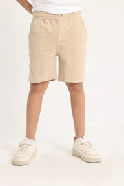 unisex kids cotton shorts – beige - playmore