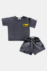 unisex baby outfit set dark grey "love adventure" short sleeves - playmore