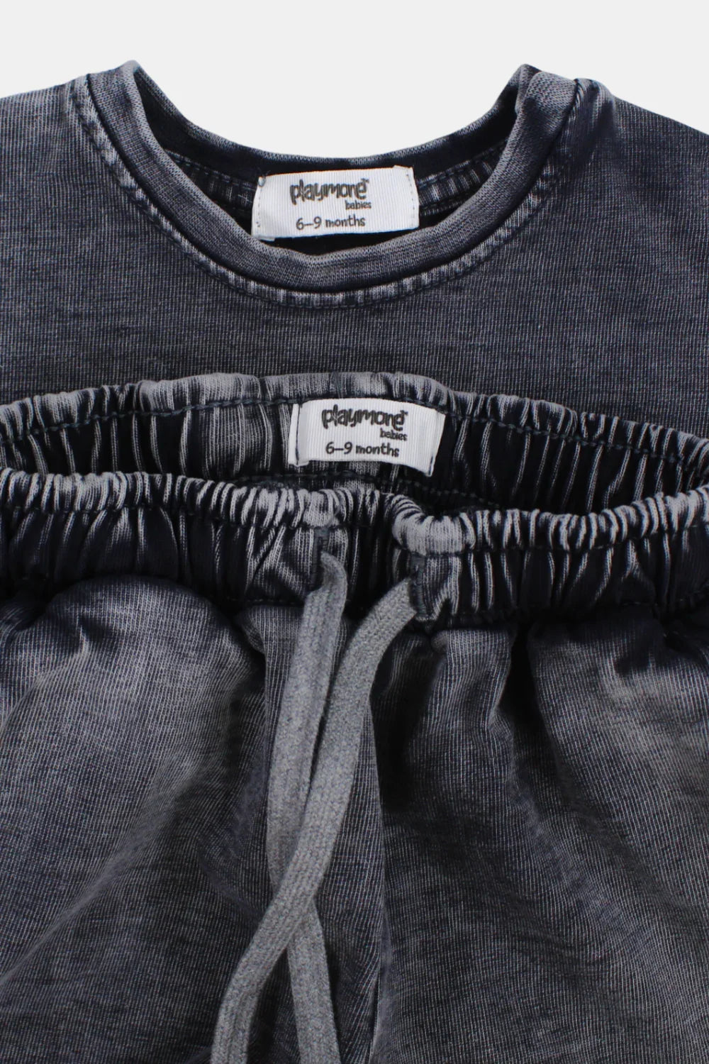 unisex baby outfit set dark grey "love adventure" short sleeves - playmore