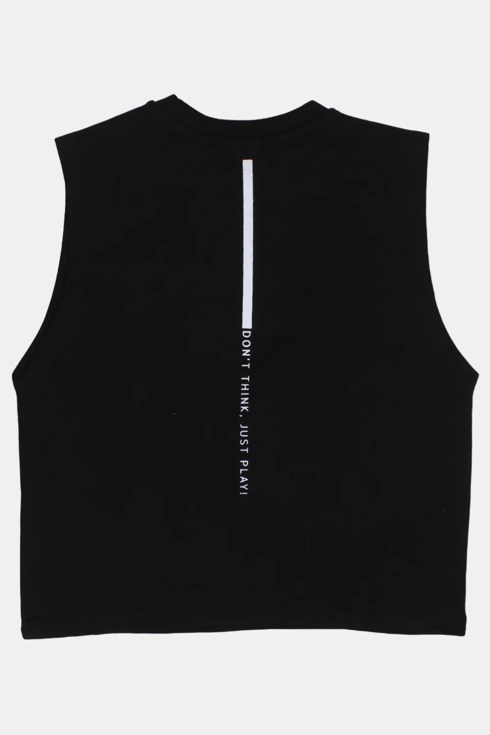 unisex kids cotton sleeveless t-shirt – black "don’t think just play" - playmore