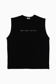 Unisex Cotton T-Shirt – Black with "DON’T THINK JUST PLAY" Print - playmore