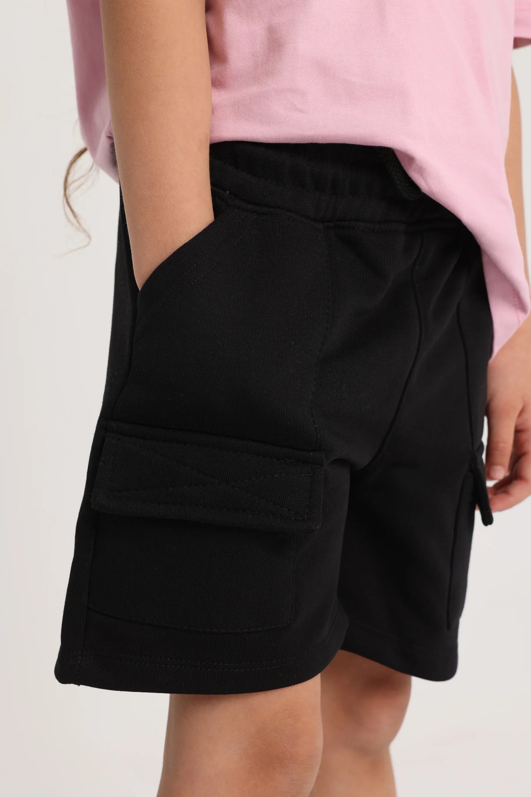 black cotton cargo shorts - playmore