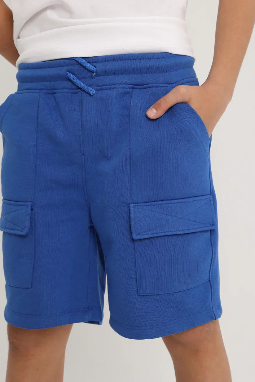 blue cotton cargo shorts - playmore