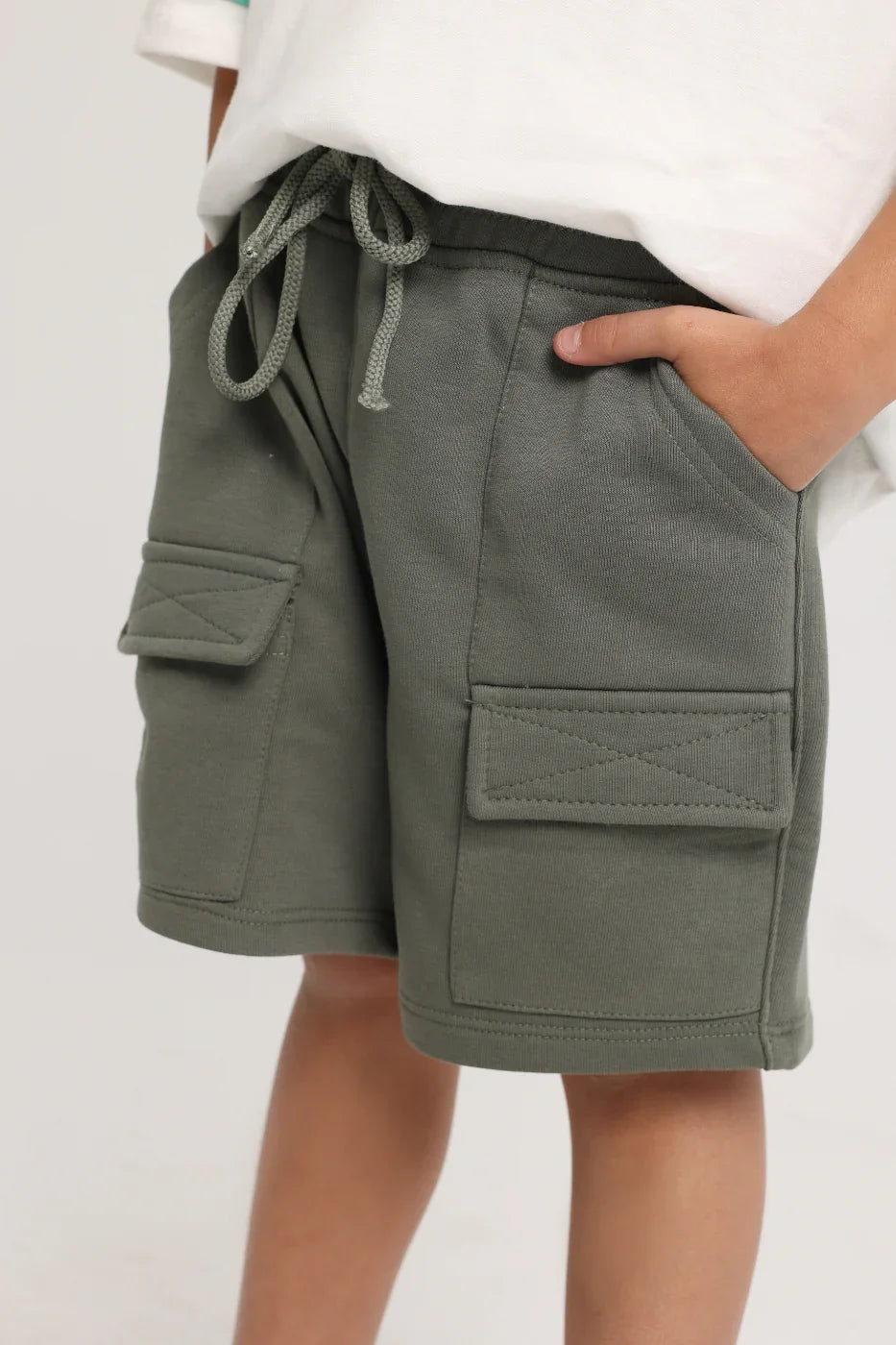olive cotton cargo shorts - playmore