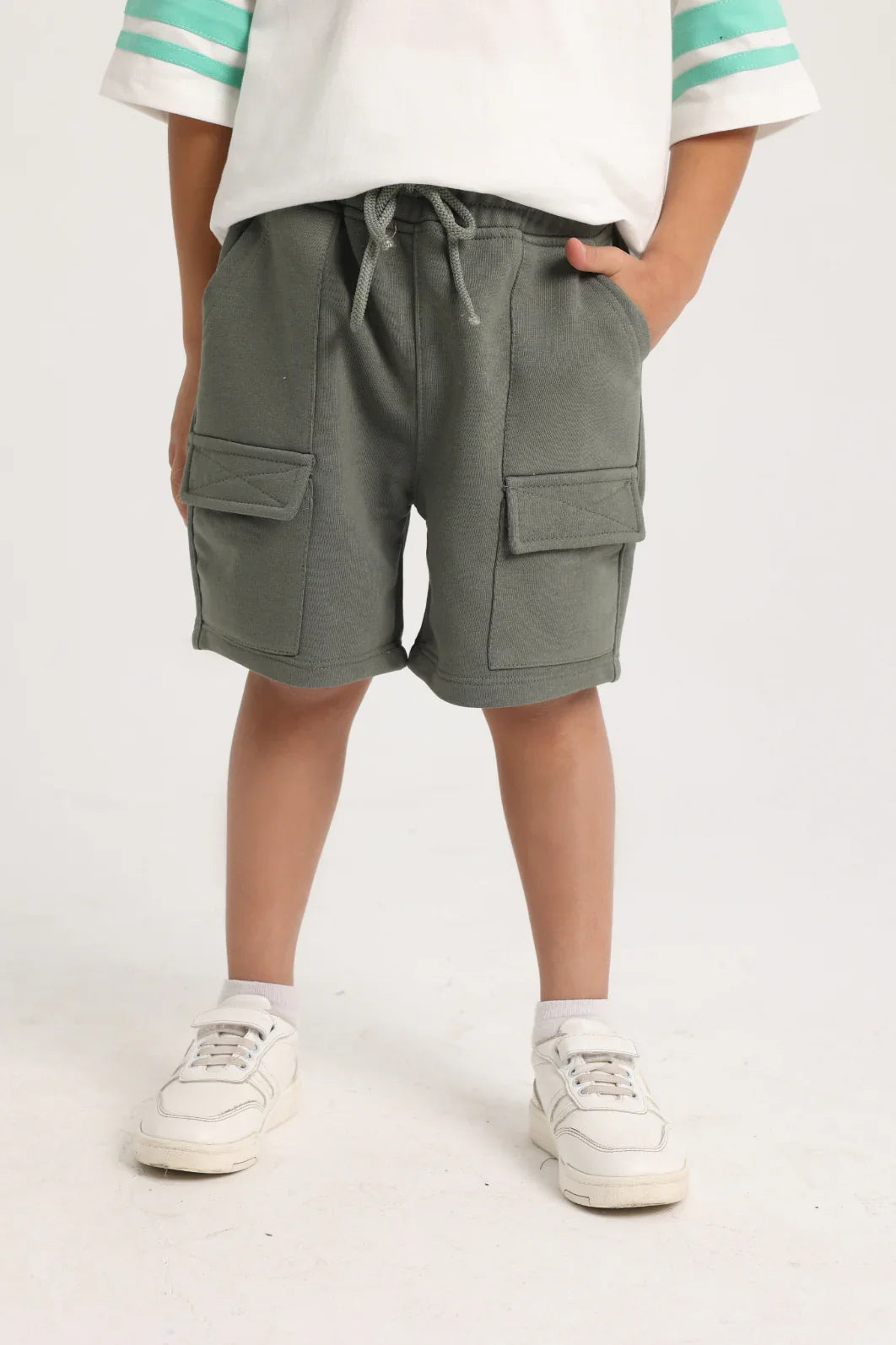 olive cotton cargo shorts - playmore