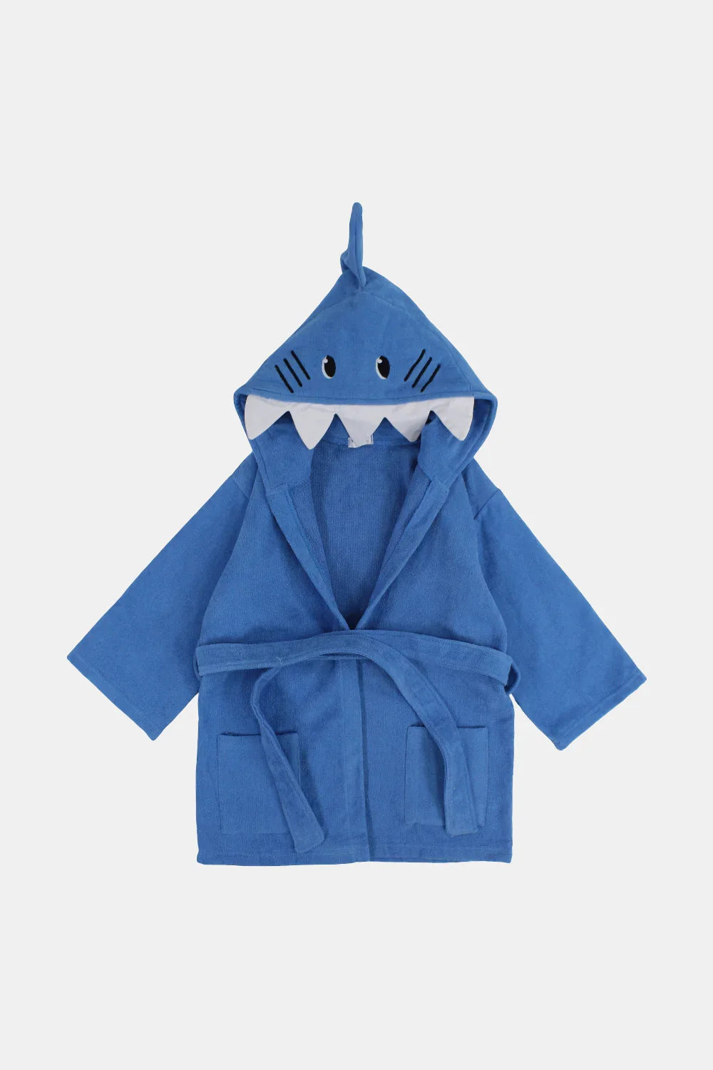 unisex kids swim robe – blue shark - playmore
