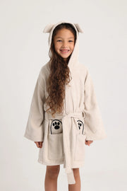 unisex swim robe – beige dog sleeves - playmore