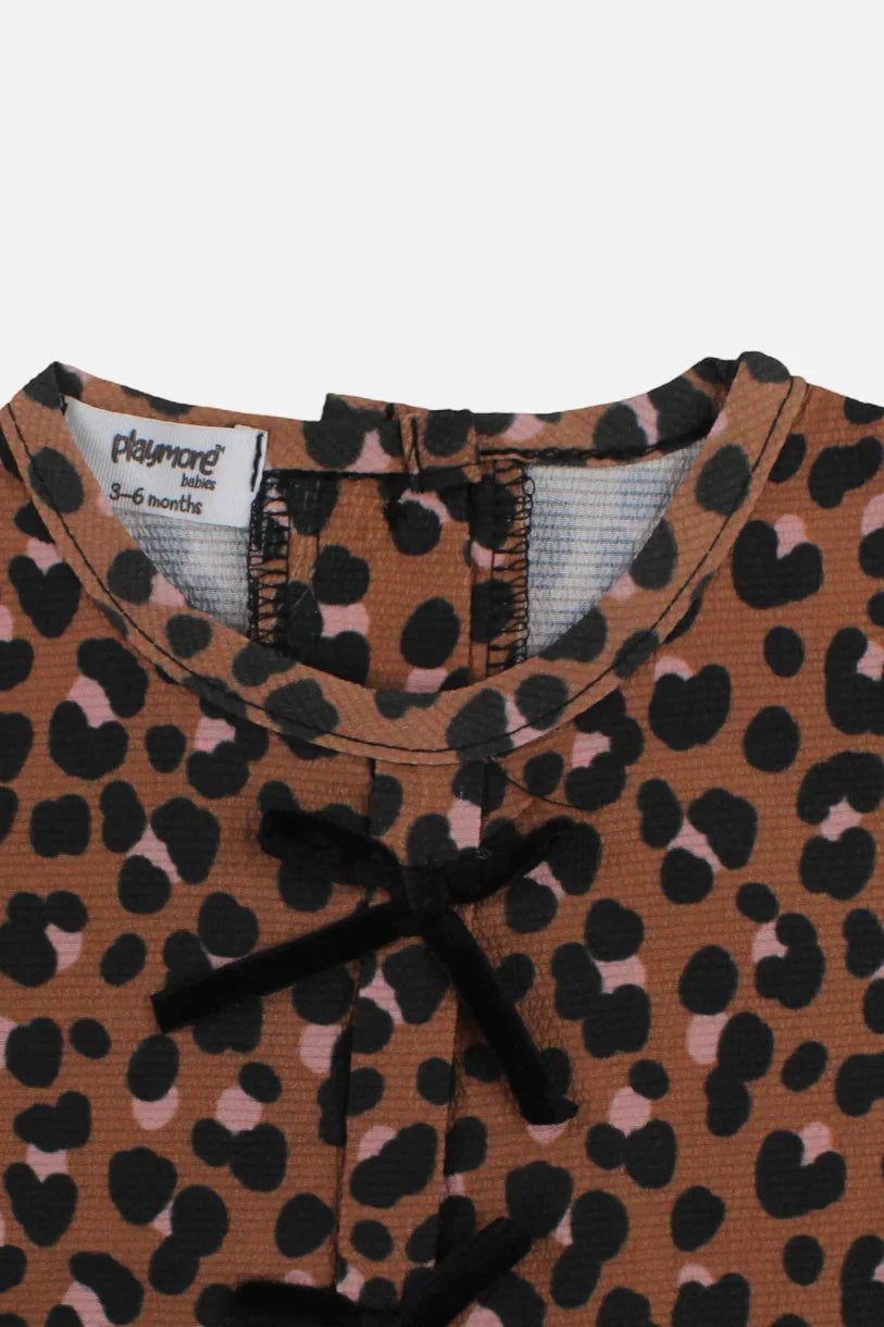 Baby Girls Blouse – Brown Leopard Print - playmore
