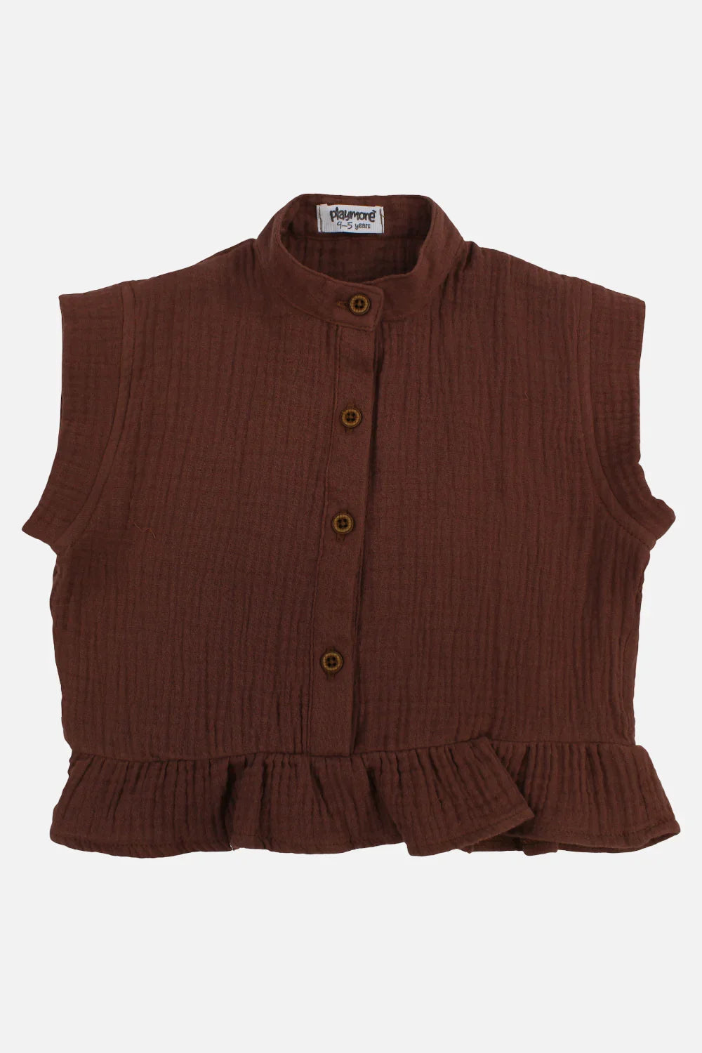 Girls Cotton Blouse – Brown - playmore