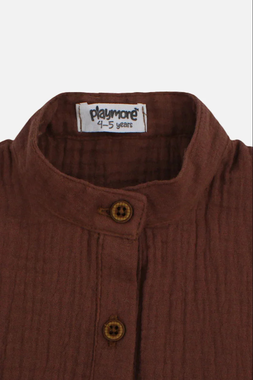 Girls Cotton Blouse – Brown - playmore