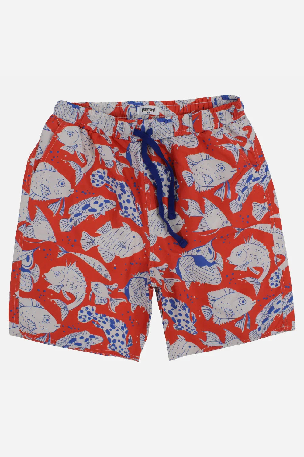 Boys Swimsuit – Red with Fish Print - playmore