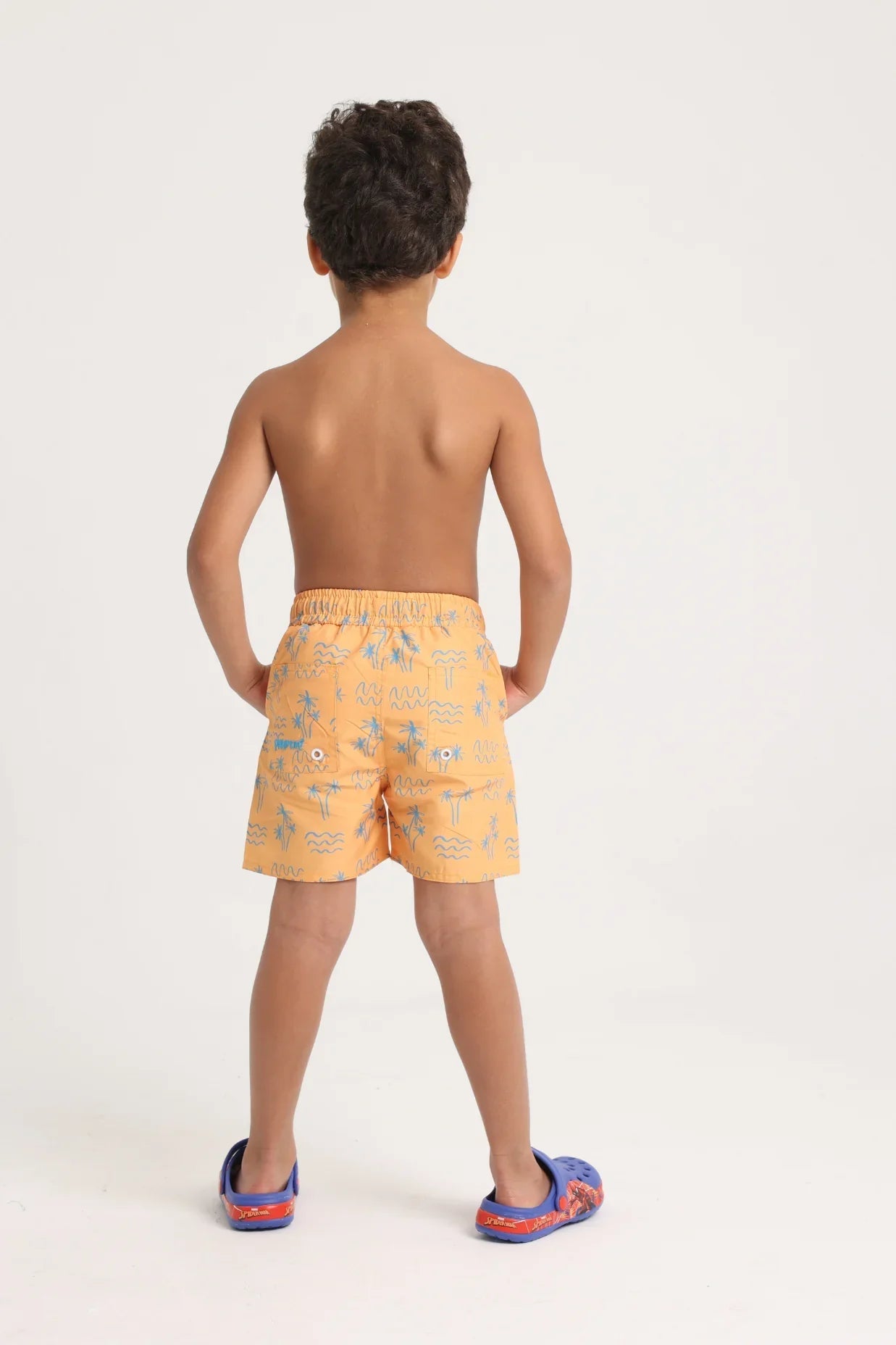 baby boys swimsuit – mustard palm print - playmore