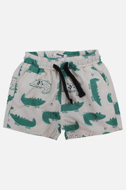 Baby Boys Swimsuit – Beige with Crocodiles Print - playmore
