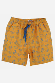 Boys Swimsuit – Mustard with Palm Print - playmore