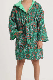unisex swim robe – green printed sleeves - playmore