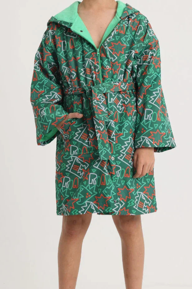 unisex swim robe – green printed sleeves - playmore