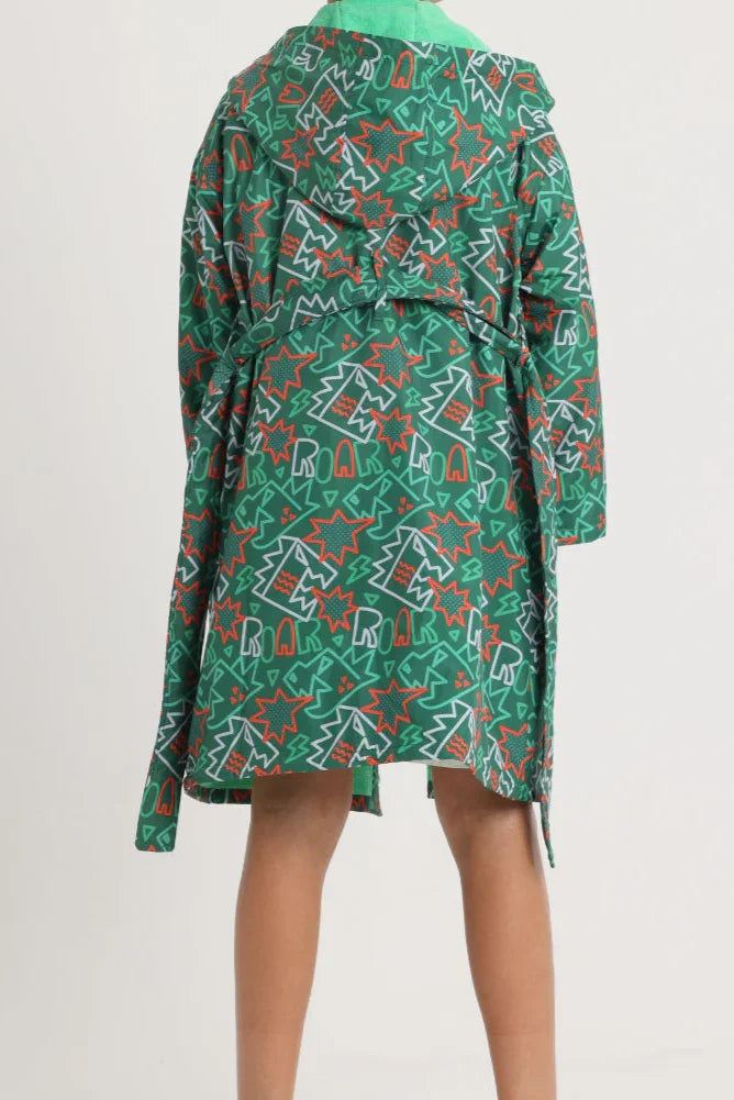 unisex swim robe – green printed sleeves - playmore
