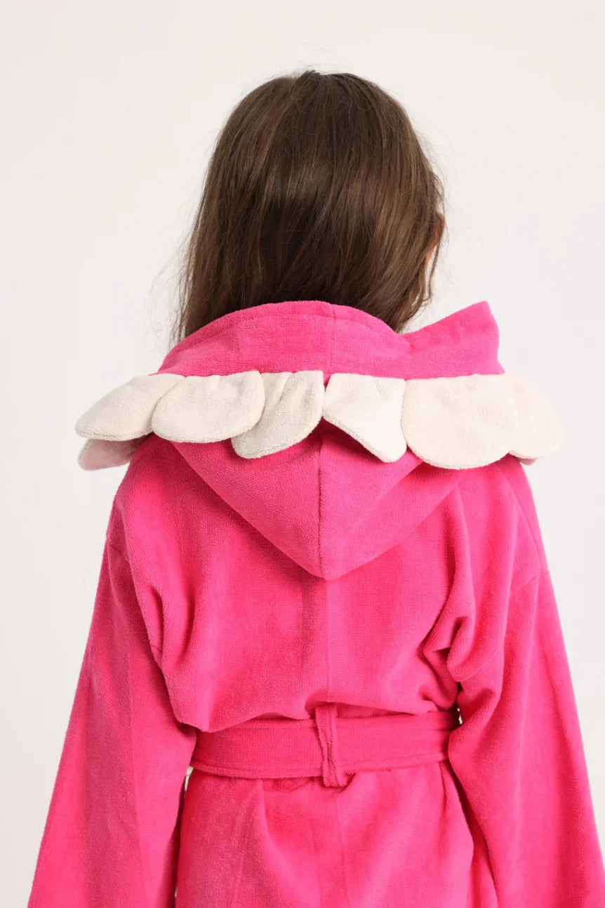 girls swim robe – fuchsia flowers smile sleeves - playmore