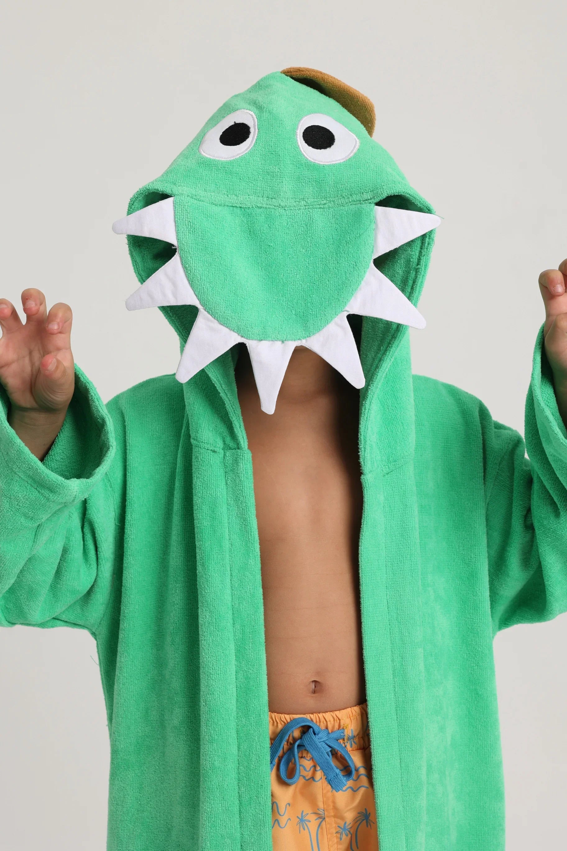 unisex baby swim robe – dinosaur sleeves - playmore