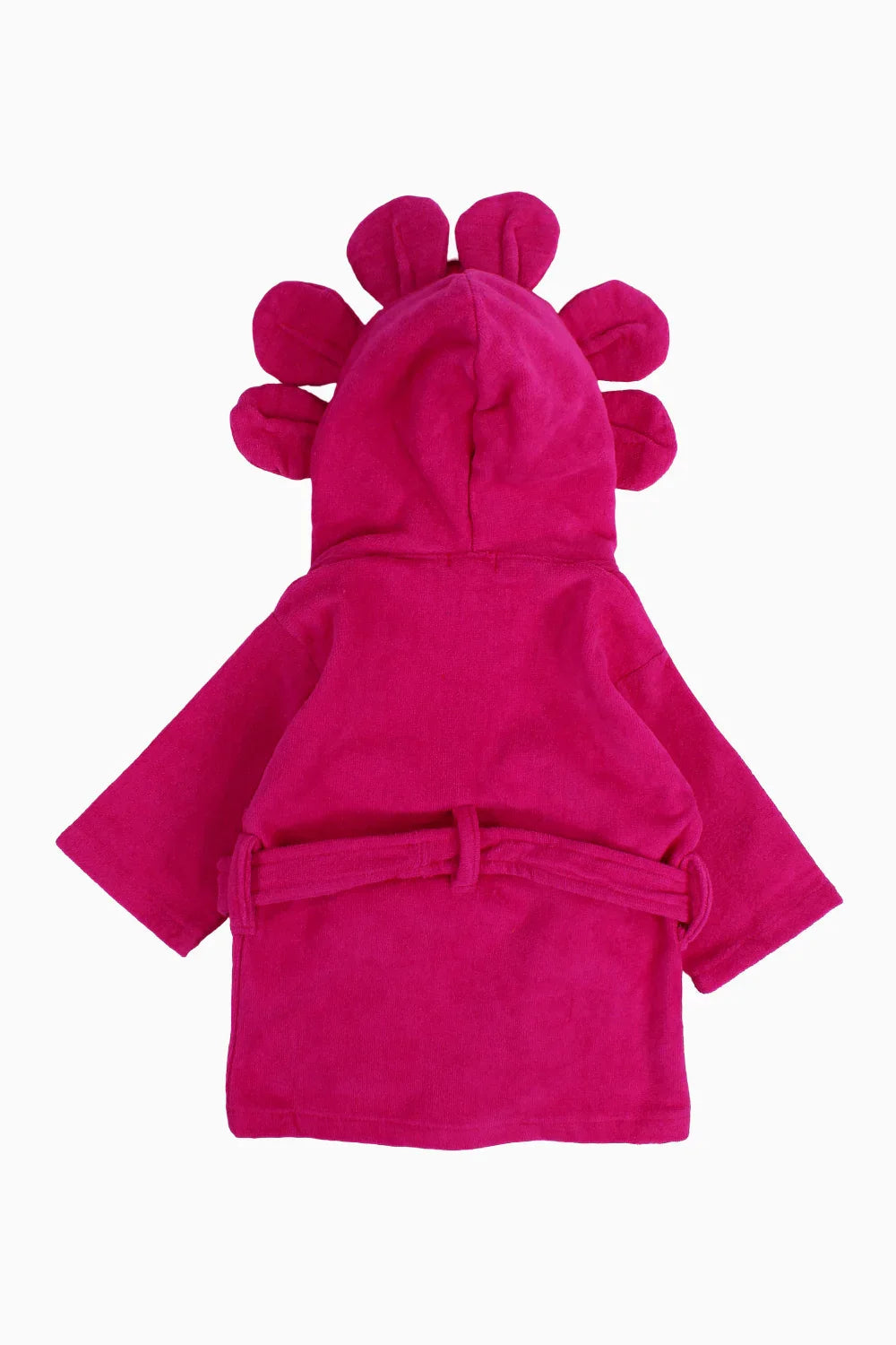 Baby Girls Plush Swim Robe – Fuchsia with Smiling Flowers Design - playmore