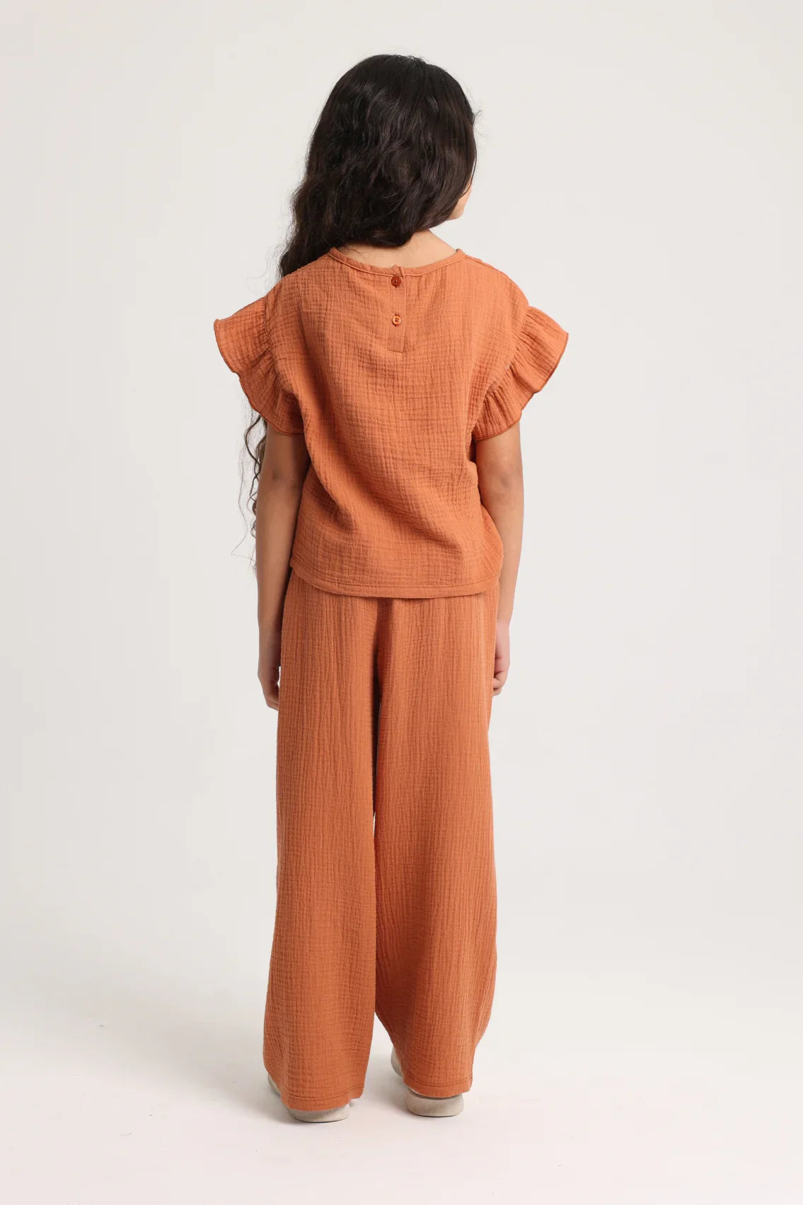 Girls Cotton Pants – Brick - playmore