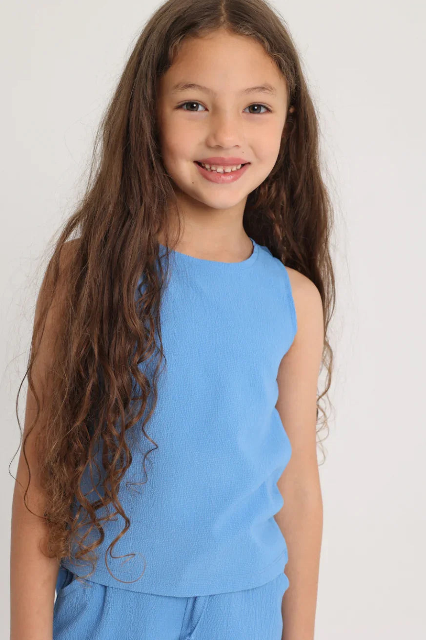 Girls Outfit Set – Babyblue Sleeveless - playmore