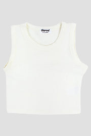 Girls Cotton Tank Top – Off-white - playmore