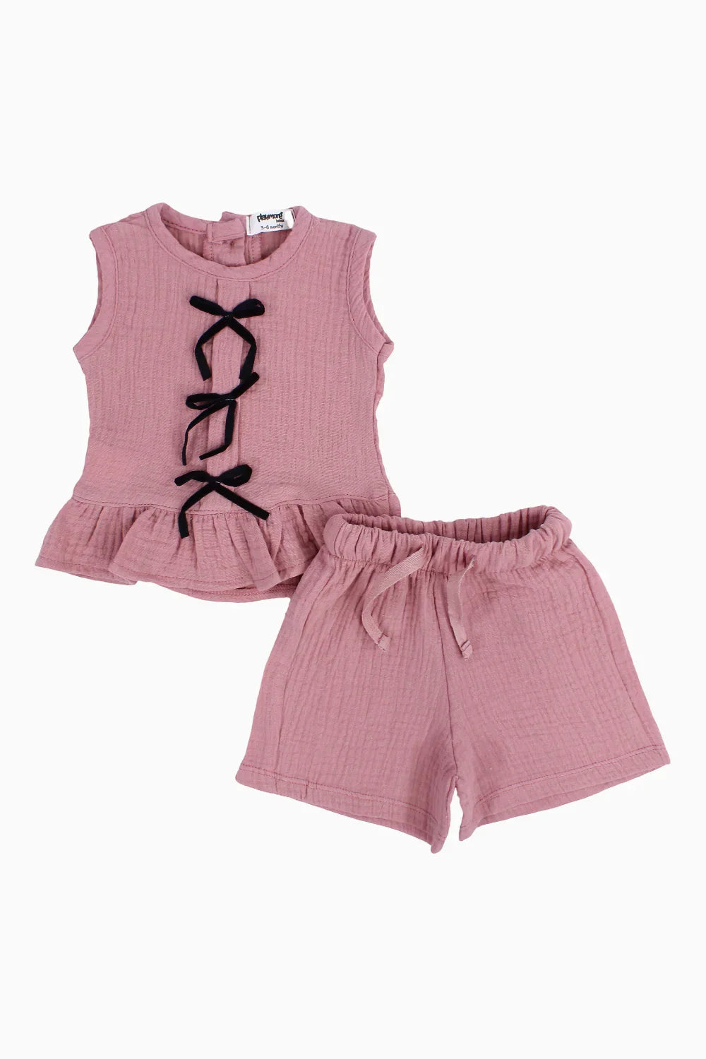 Baby Girls Cotton 2-Piece Outfit Set – Dusty Pink - playmore