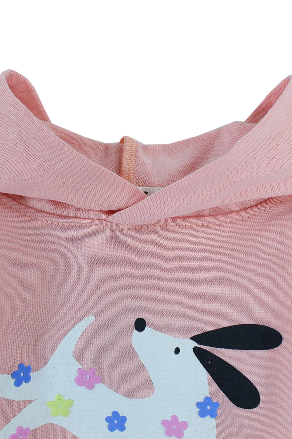 baby girls cotton hooded t-shirt simon with "always happy" dog print