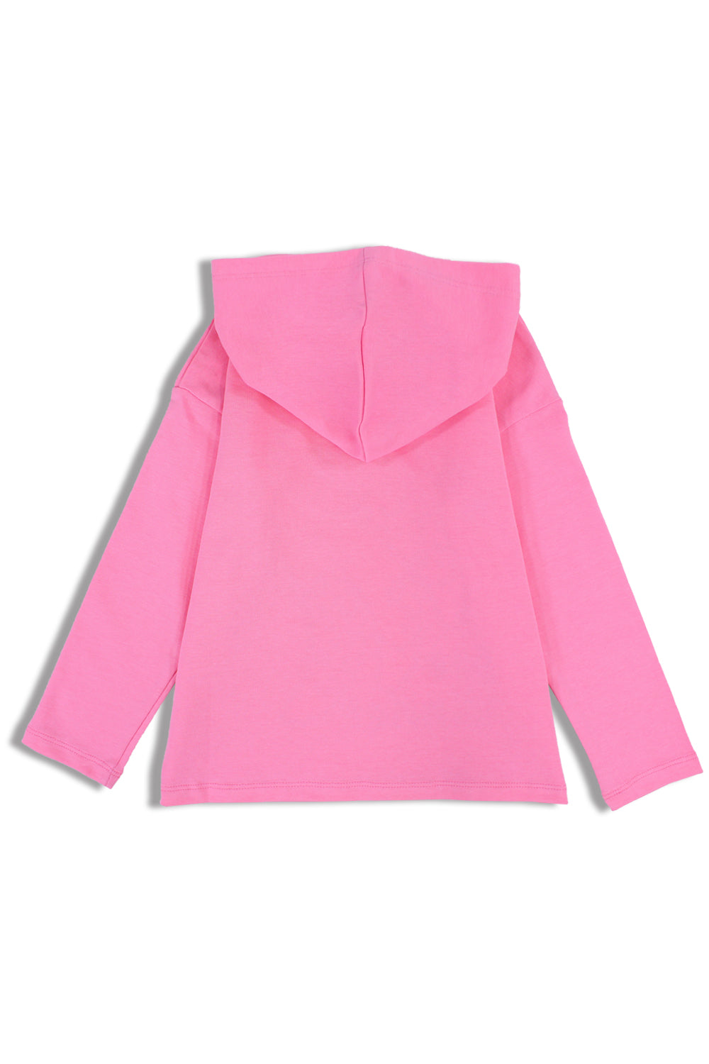 girls cotton hooded tee – pink with "snacks for dinner" bananas print