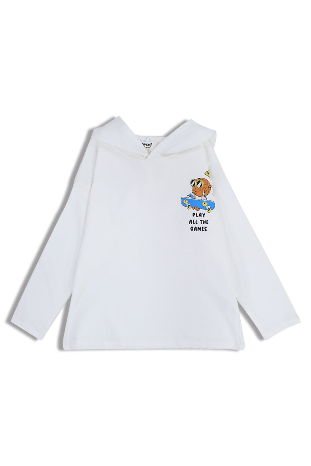 unisex cotton hooded – offwhite with "play all the games" print