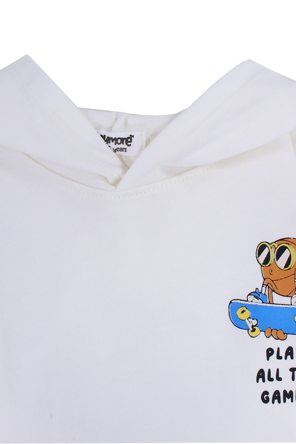 unisex cotton hooded – offwhite with "play all the games" print
