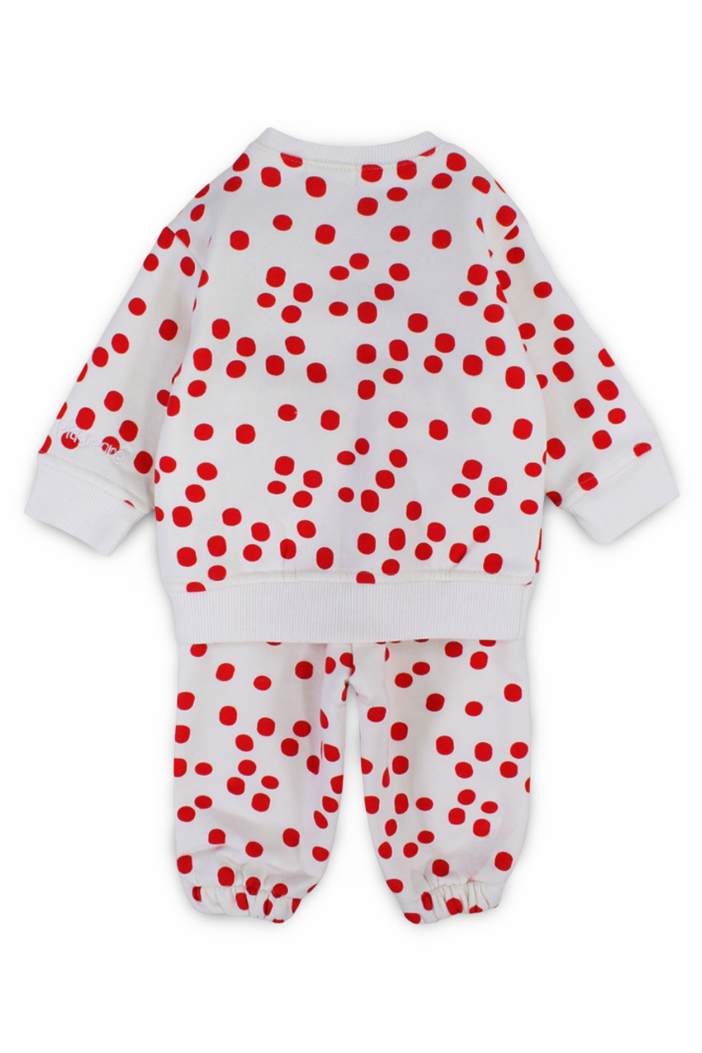 unisex cotton 2-piece outfit set – offwhite with red dots