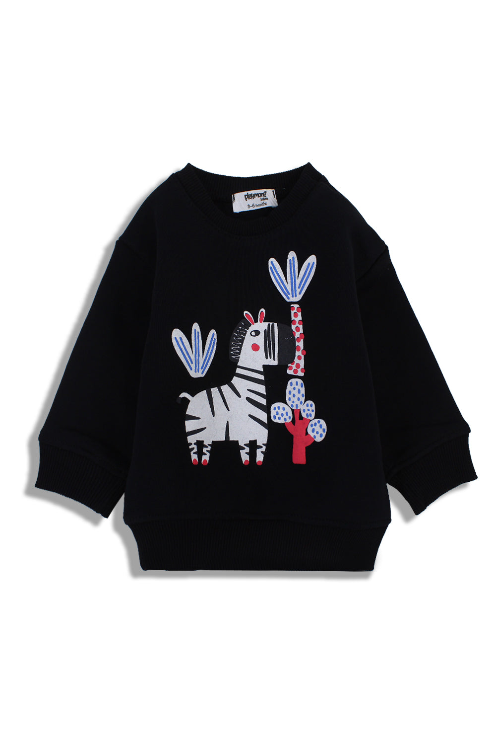 unisex cotton sweatshirt – black with zebra print