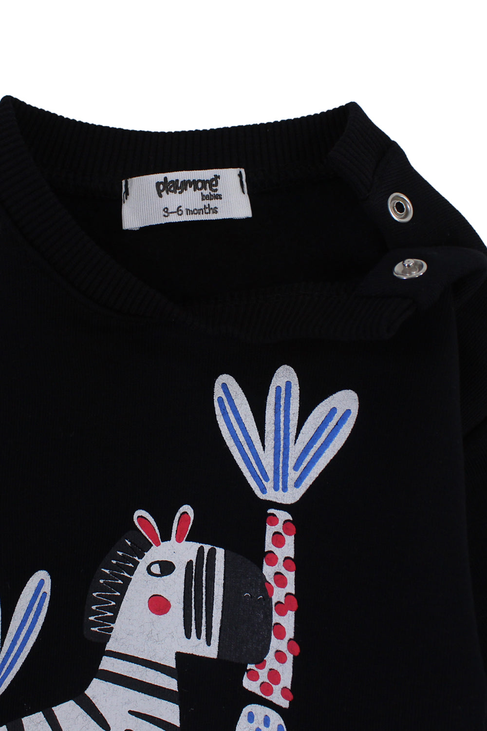 unisex cotton sweatshirt – black with zebra print