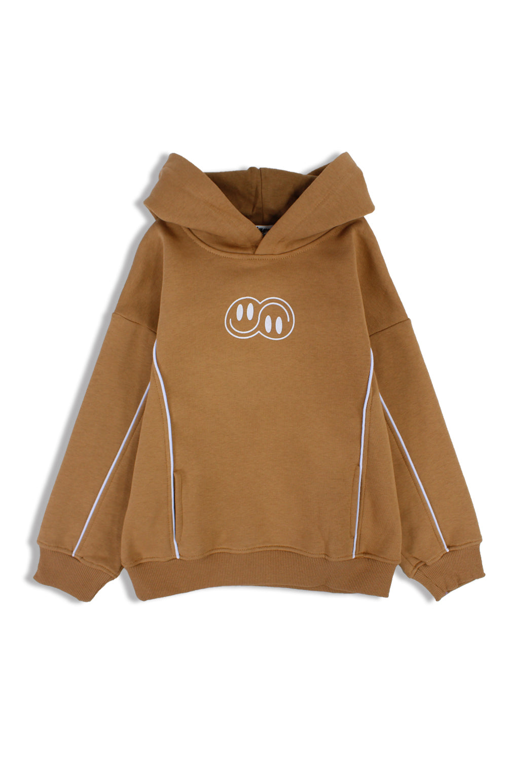 boys cotton hoodie – camel with "jumping mode on" design