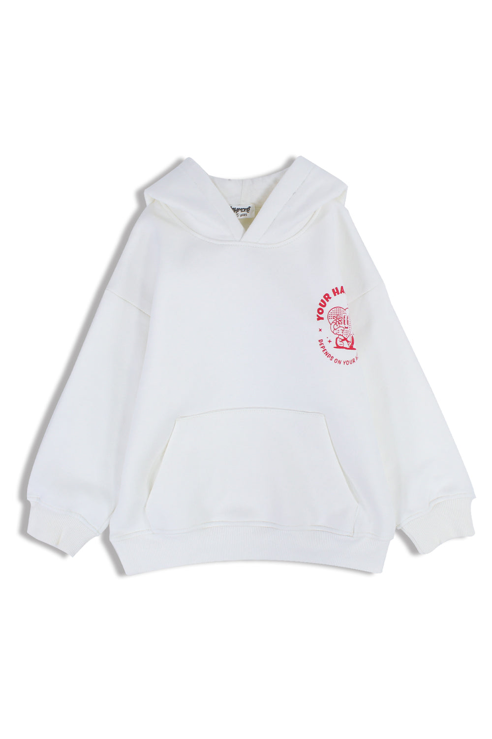 unisex cotton hoodie – offwhite with "your happiness" print