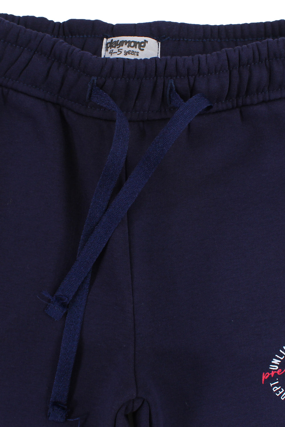 cotton sweatpants – navy with "unlimited play presented by unlimited fun dept" print
