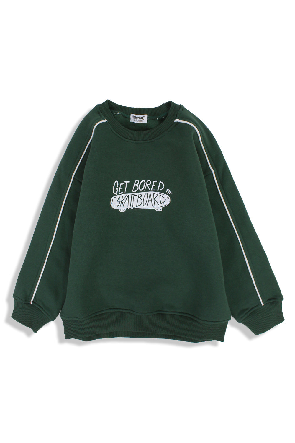 cotton sweatshirt – olive with "get bored skateboard" print