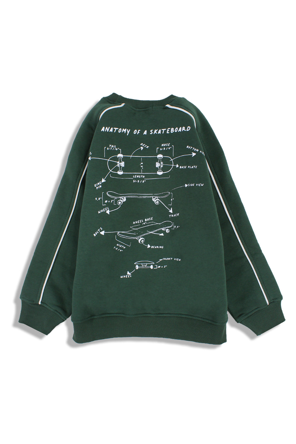 cotton sweatshirt – olive with "get bored skateboard" print