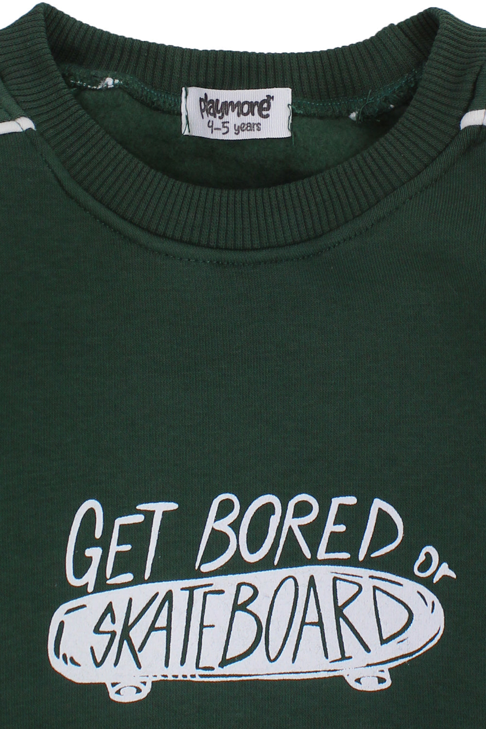 cotton sweatshirt – olive with "get bored skateboard" print