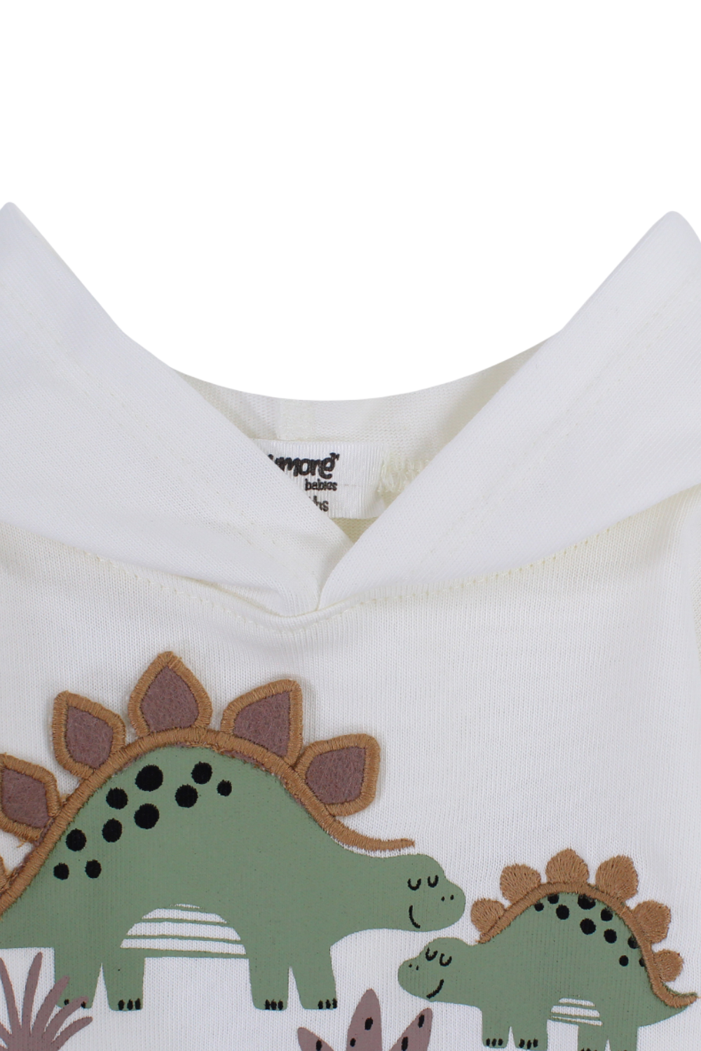 unisex cotton hooded tee – offwhite with dino print