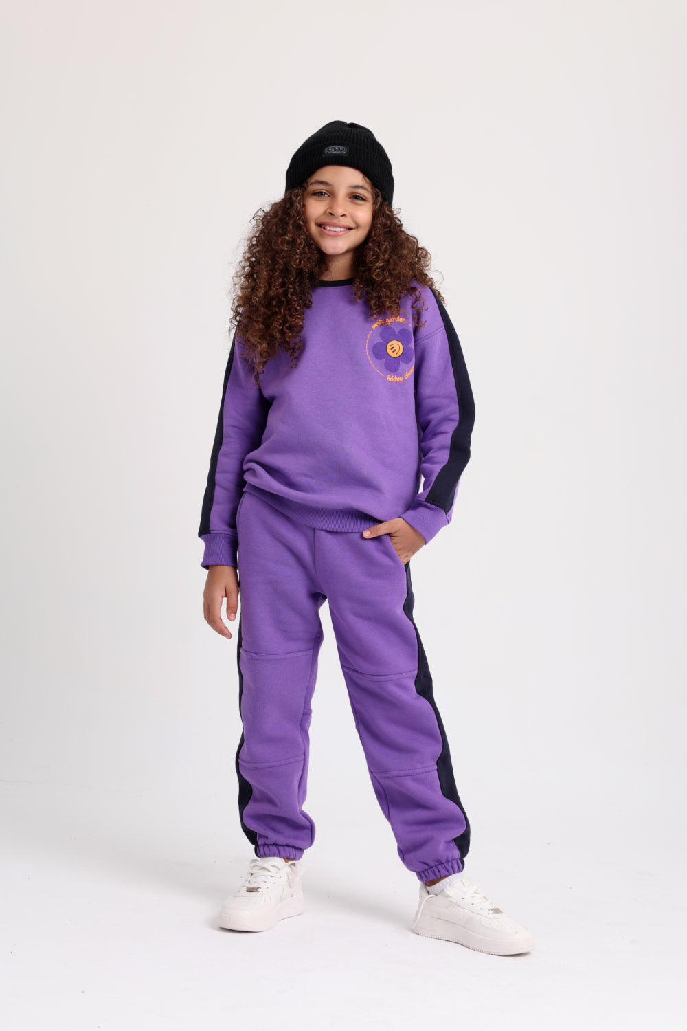 unisex cotton sweatpants - purple & navy