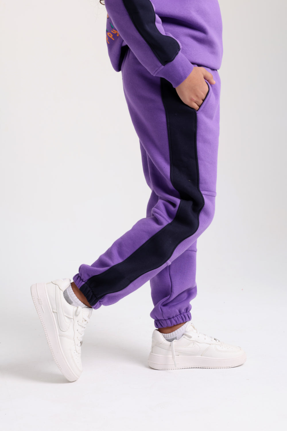 unisex cotton sweatpants - purple & navy