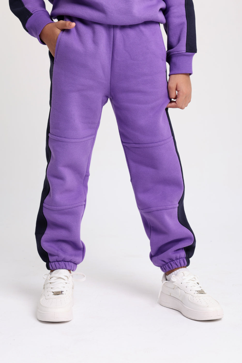 unisex cotton sweatpants - purple & navy