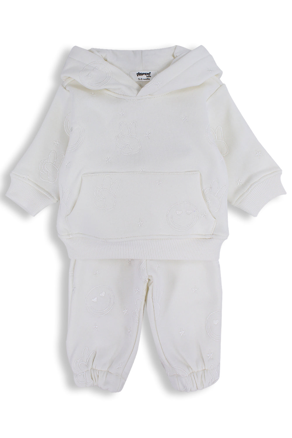 unisex cotton 2-piece outfit set – off-white with smiley faces