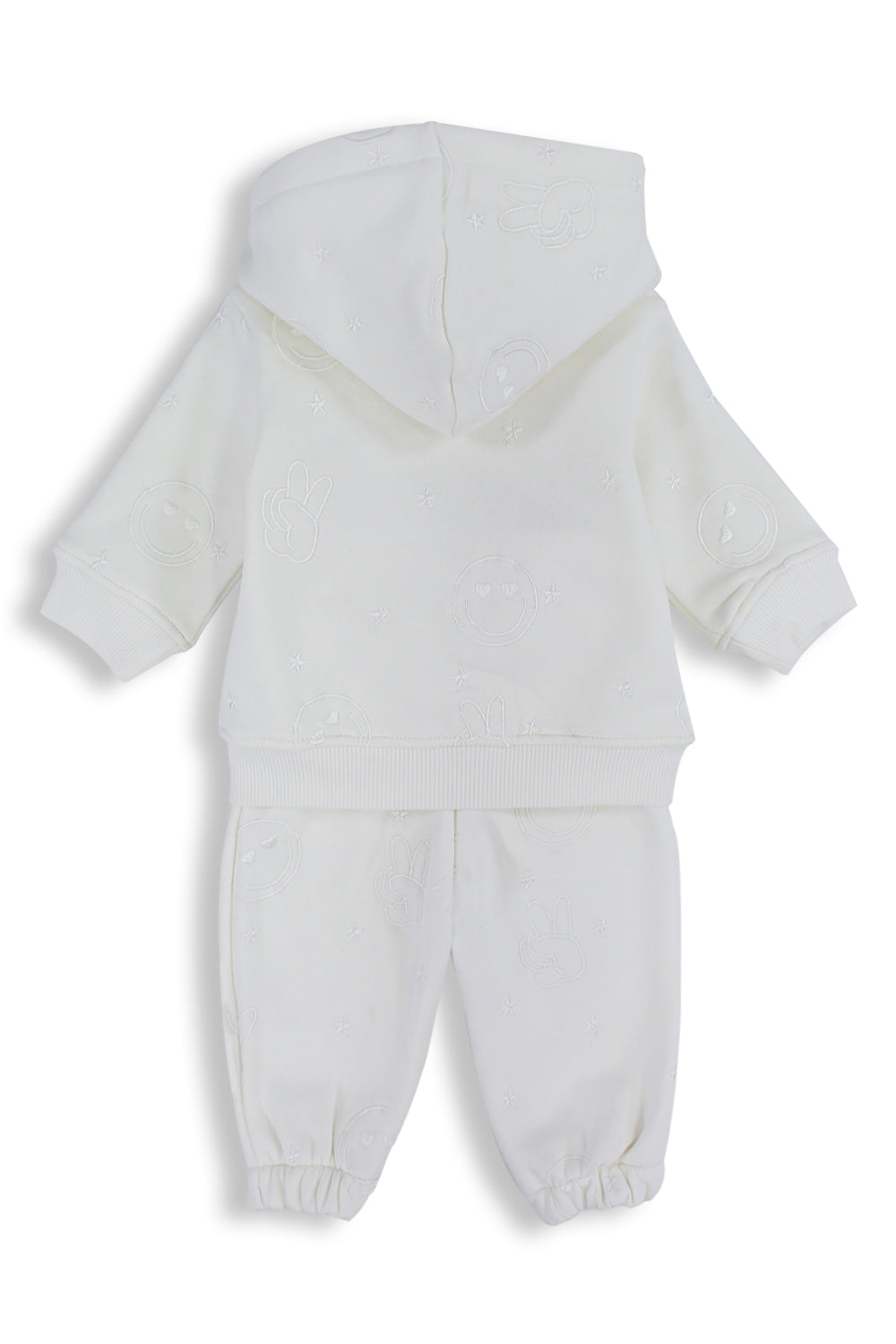 unisex cotton 2-piece outfit set – off-white with smiley faces