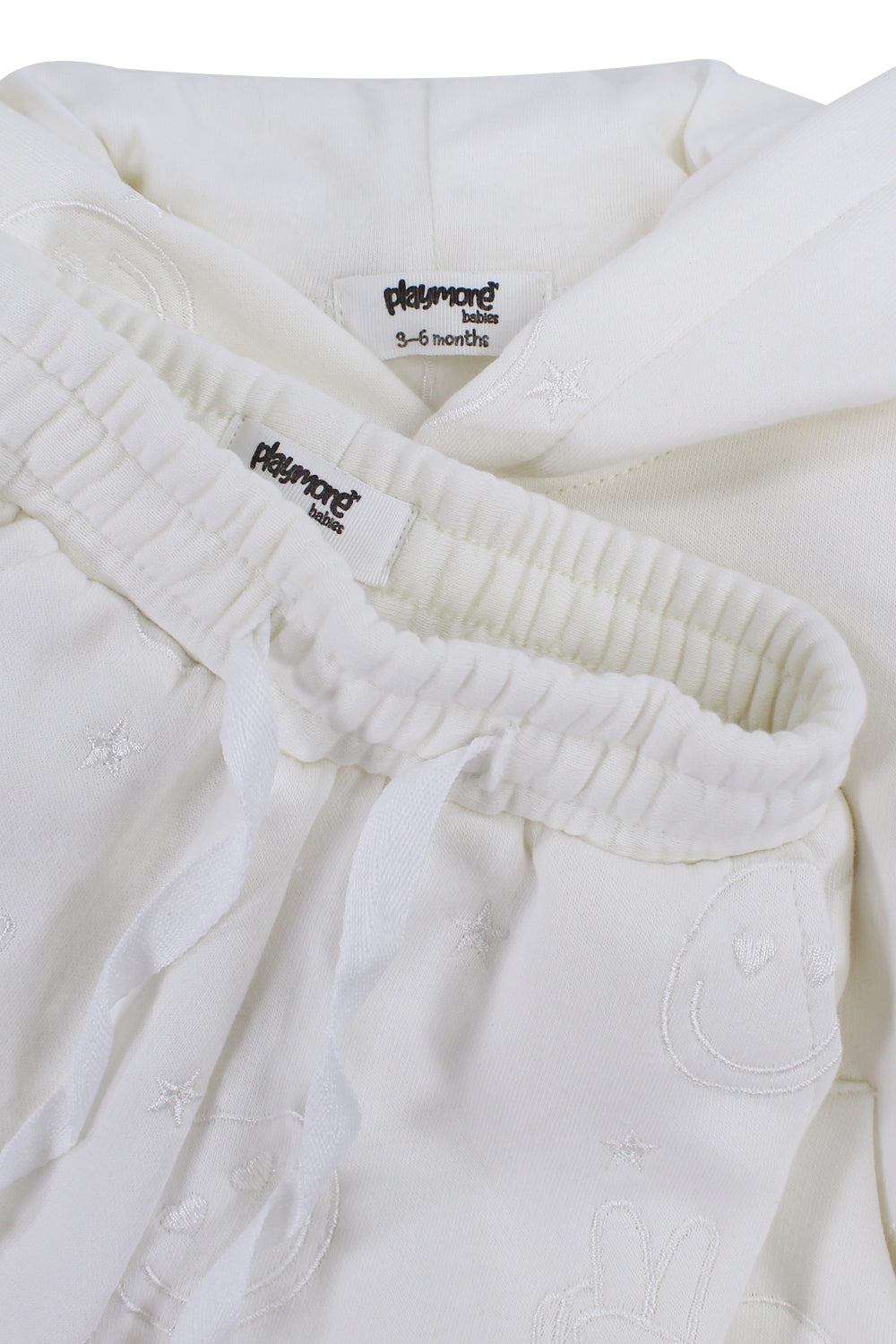 unisex cotton 2-piece outfit set – off-white with smiley faces