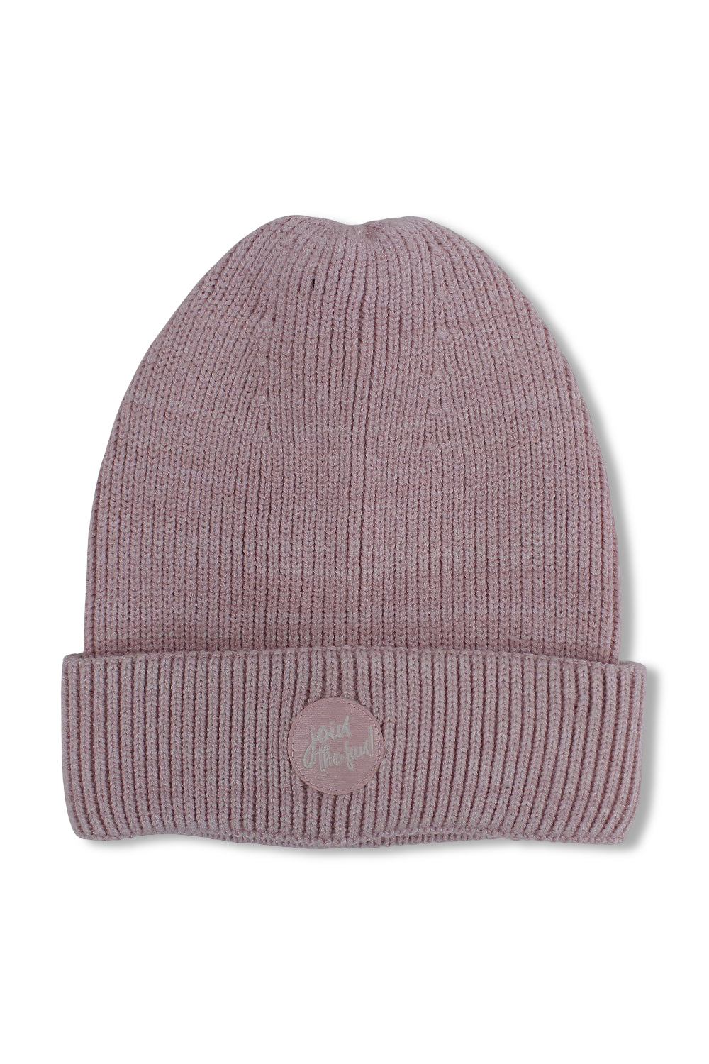 unisex cozy blend beanie – pink with "join the fun!" design